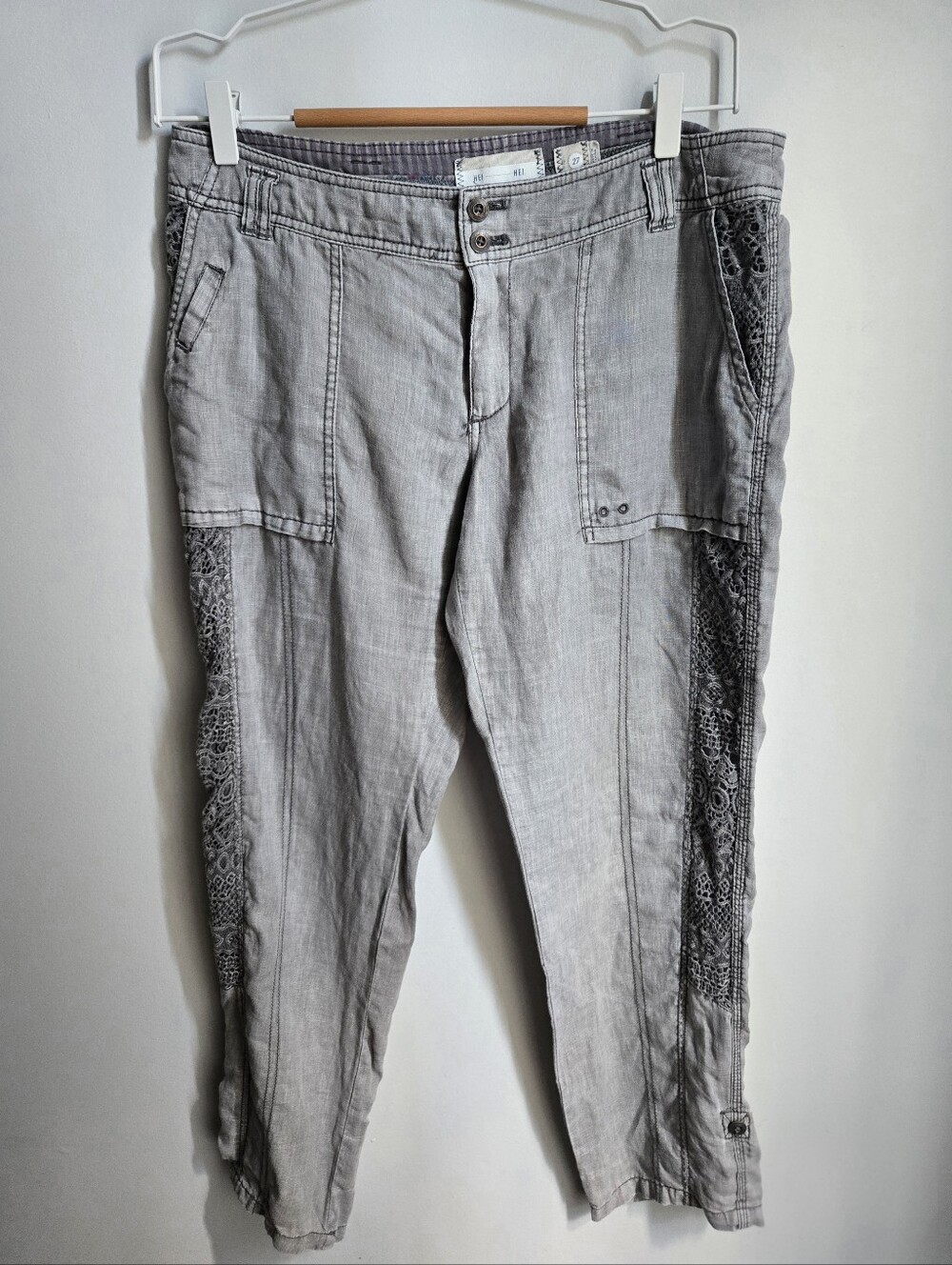HEI HEI By Anthrologie Super Lightweight Linen Pants with Side Lace Detail
